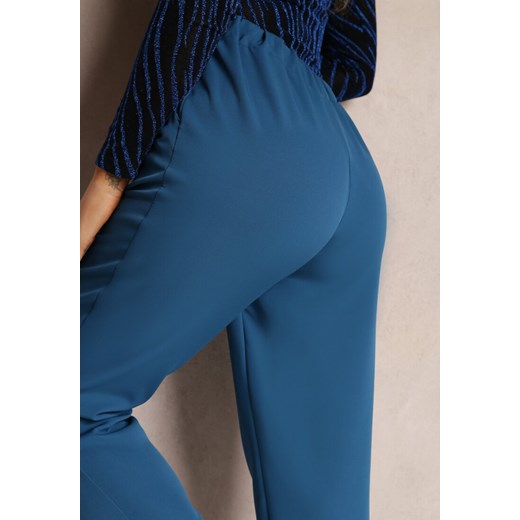 Granatowe Spodnie Regular z Gumką w Pasie Amame Renee L okazyjna cena Renee odzież