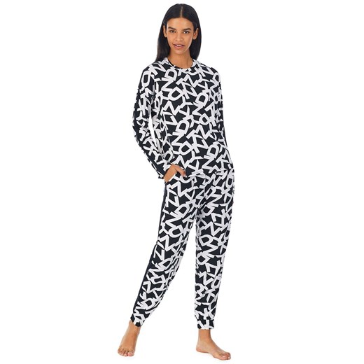 DKNY piżama damska/dres z długim rękawem i długimi spodniami YI2822599, Kolor czarny-wzór, Rozmiar XS, DKNY ze sklepu Intymna w kategorii Piżamy damskie - zdjęcie 145041805