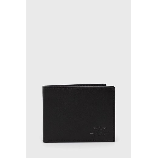 Aeronautica Militare portfel skórzany męski kolor czarny ze sklepu ANSWEAR.com w kategorii Portfele męskie - zdjęcie 145049808
