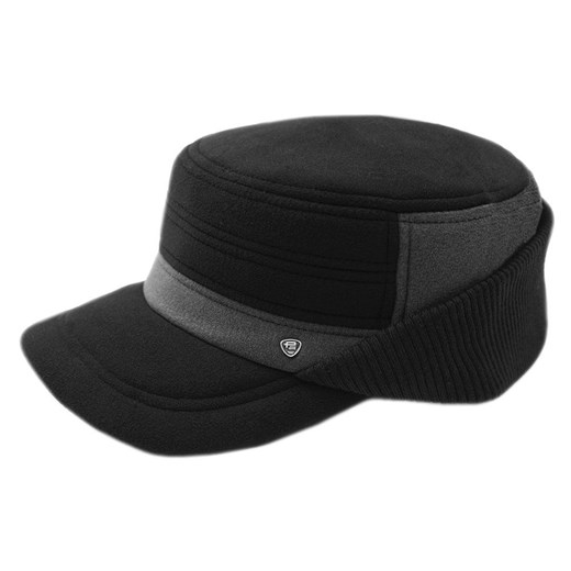 Czapka Jesienno-Zimowa Czarno-Szara Ciepła Męska z Daszkiem Patrolówka -Pako Jeans CPAPJNSDASZEK1031 ze sklepu JegoSzafa.pl w kategorii Czapki z daszkiem męskie - zdjęcie 145071136
