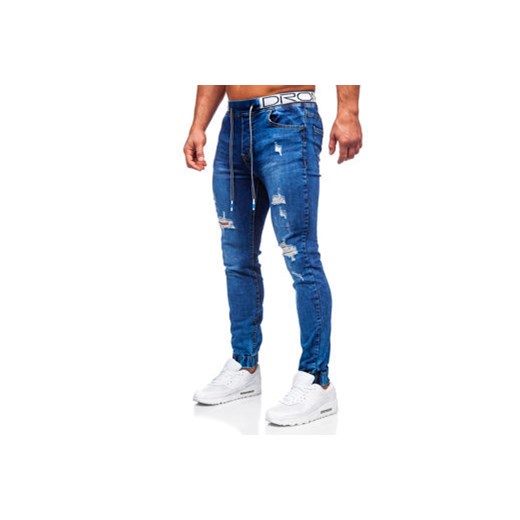 Granatowe spodnie jeansowe joggery męskie Denley TF147 2XL wyprzedaż Denley