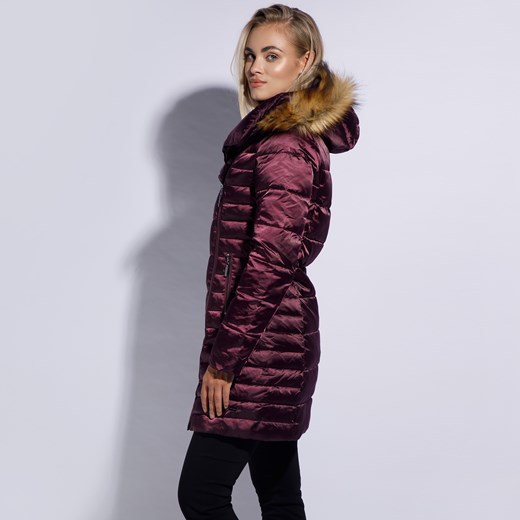 Damska kurtka puchowa z asymetrycznym zapięciem fioletowa ze sklepu WITTCHEN w kategorii Kurtki damskie - zdjęcie 145094067