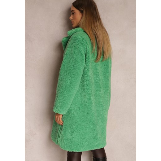 Zielony Płaszcz Futrzany Teddy Karli Renee XL okazja Renee odzież