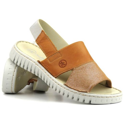Sandały damskie z elastyczną gumką - HELIOS Komfort 291, jasnobrązowe Helios Komfort 36 ulubioneobuwie