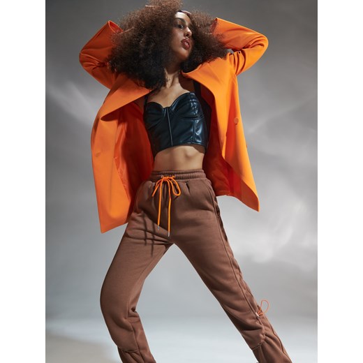 Sinsay - Crop top z imitacji skóry - Czarny Sinsay L Sinsay