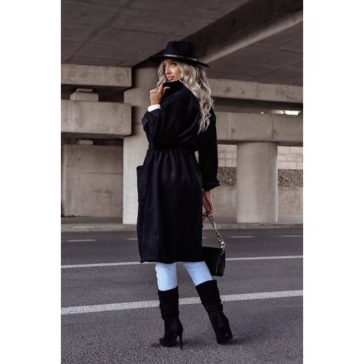 Czarny wełniany płaszcz damski XANA CLASSY uniwersalny lafemmeboutique.pl