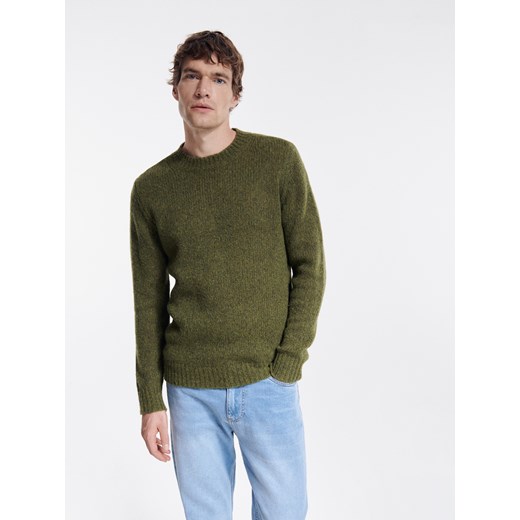 Reserved - PREMIUM Wełniany sweter ze strukturalnej przędzy - Zielony Reserved S Reserved