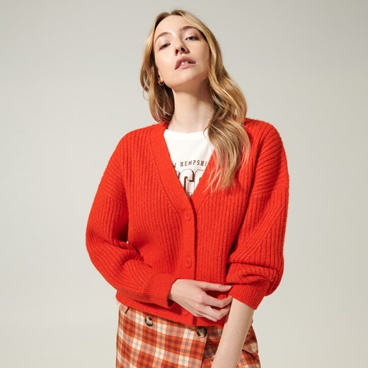 Sinsay - Kardigan z miękkiej dzianiny - Pomarańczowy Sinsay L Sinsay