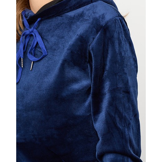 Granatowy damski welurowy komplet dresowy z ociepleniem- Odzież Royalfashion.pl 2XL/3XL royalfashion.pl