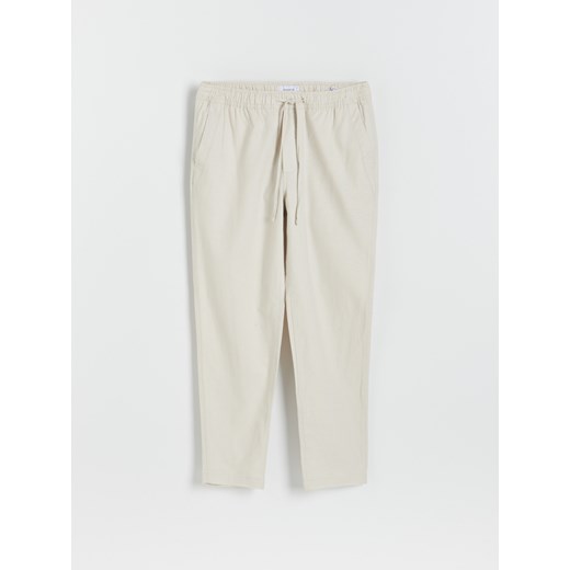 Reserved - Lniane spodnie typu jogger - Beżowy Reserved L okazja Reserved