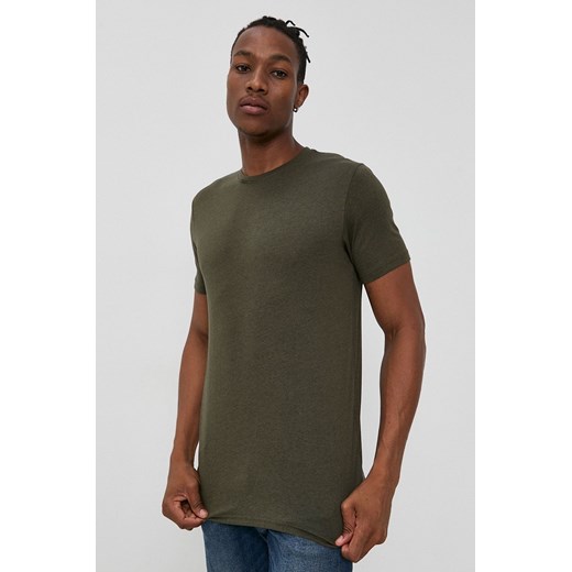 Solid T-shirt męski kolor zielony gładki ze sklepu ANSWEAR.com w kategorii T-shirty męskie - zdjęcie 145365196