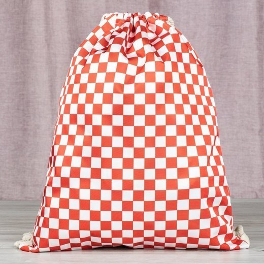 Czerwono-biały plecak typu worek w kratkę - Akcesoria Royalfashion.pl Uniwersalny royalfashion.pl