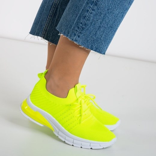 Neonowe żółte sportowe buty damskie Brighton - Obuwie Royalfashion.pl  royalfashion.pl