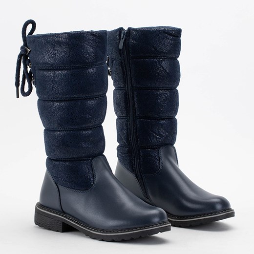 Granatowe dziewczęce kozaki Cadd- Obuwie Royalfashion.pl  royalfashion.pl