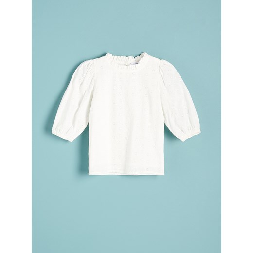 Reserved - Bluzka z ażurowym wzorem - Kremowy Reserved 152 (11 lat) Reserved okazyjna cena