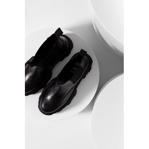 Botki Answear Lab ze skóry czarne na zimę na platformie 