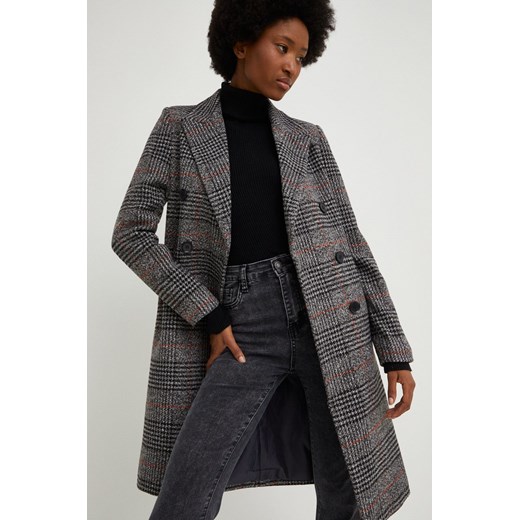 Answear Lab płaszcz z wełną kolor czarny przejściowy dwurzędowy Answear Lab M ANSWEAR.com