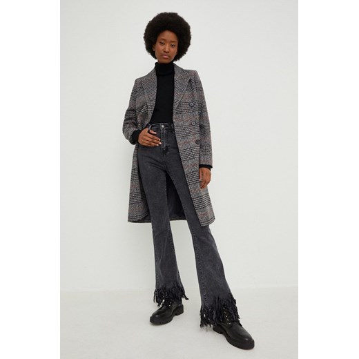 Answear Lab płaszcz z wełną kolor czarny przejściowy dwurzędowy Answear Lab L ANSWEAR.com