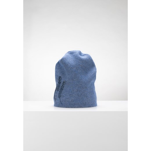 Niebieska czapka zdobiona cyrkoniami ułożonymi we wzór trzech kłosów ze sklepu Molton w kategorii Czapki zimowe damskie - zdjęcie 145420315