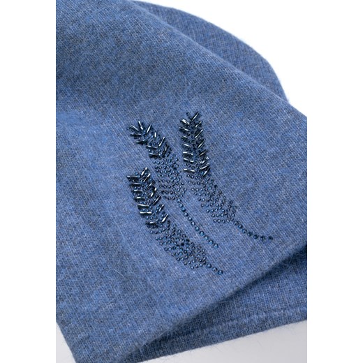 Niebieska czapka zdobiona cyrkoniami ułożonymi we wzór trzech kłosów Molton ONE SIZE Molton