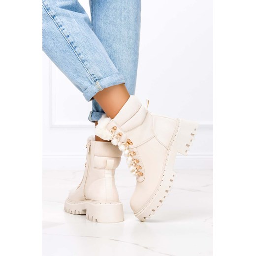 Workery damskie Casu na platformie sznurowane 