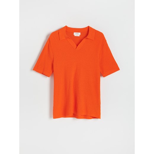 Reserved - PREMIUM Koszulka polo regular z bawełną organiczną - Pomarańczowy Reserved S wyprzedaż Reserved