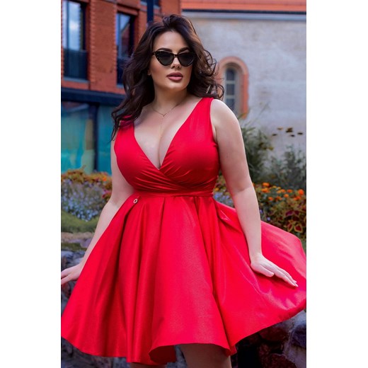 Sukienka Model 2215-02/1 Plus Size Red (42) Bicotone 44 DobraKiecka