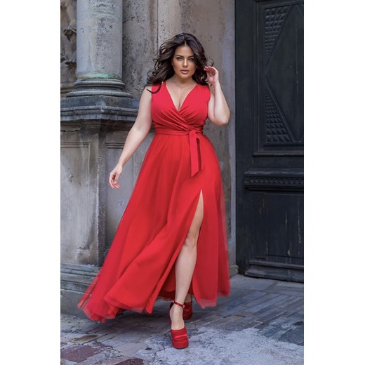 Sukienka Model 248-02/1 Plus Size Red (42) Bicotone 48 DobraKiecka