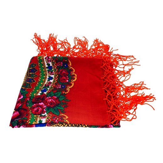 Chusta ludowa w folkowe kwiaty 120x120 - czerwona folkstar-pl czerwony chusta