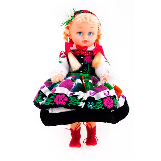 Łowicki strój regionalny - lalka ludowa ubrana w strój Mazowsza - 23 cm folkstar-pl czarny abstrakcyjne wzory