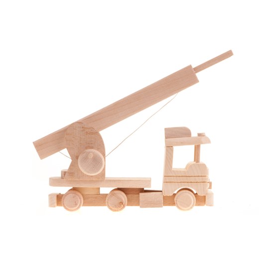 Tradycyjna zabawka ludowa - eko folk - wóz strażacki folkstar-pl brazowy drewno