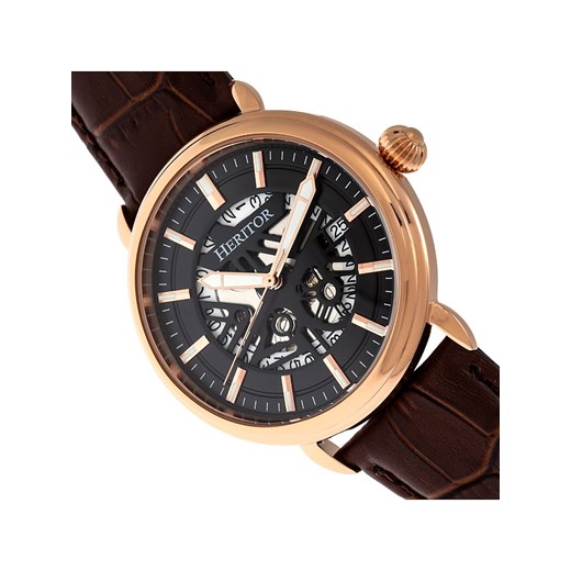 Zegarek automatyczny "Mattias" w kolorze różowozłoto-brązowo-czarnym Heritor onesize promocyjna cena Limango Polska