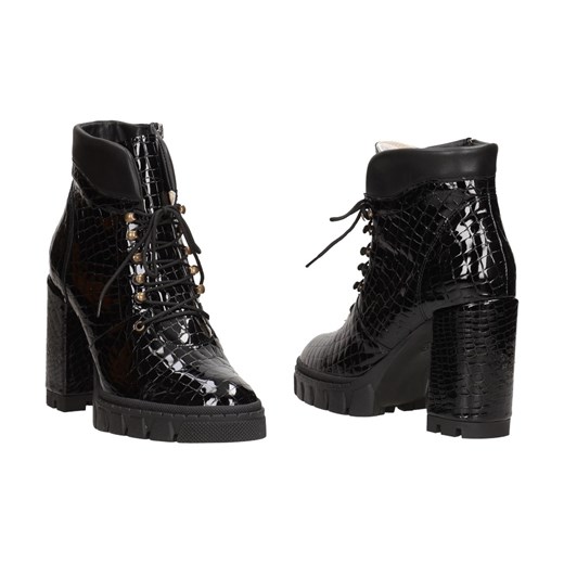 Botki czarne Suzana eleganckie sznurowane 