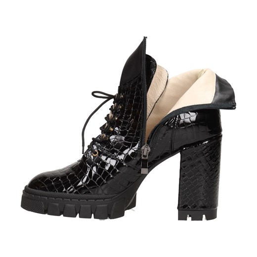 Suzana botki eleganckie na platformie ze skóry sznurowane 