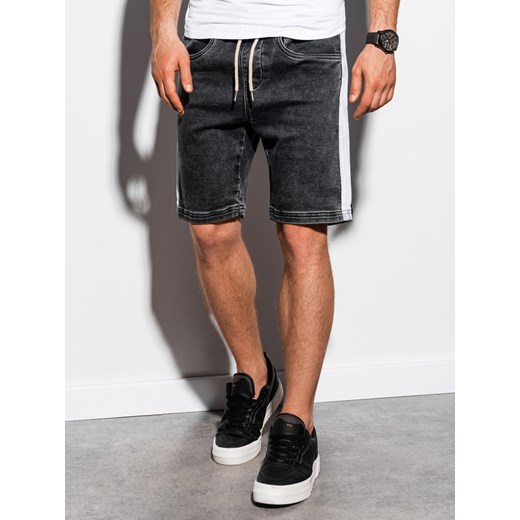 Krótkie spodenki męskie jeansowe W221 - czarne M promocja ombre
