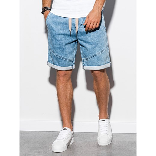 Krótkie spodenki męskie jeansowe W219 - jasny jeans M promocja ombre