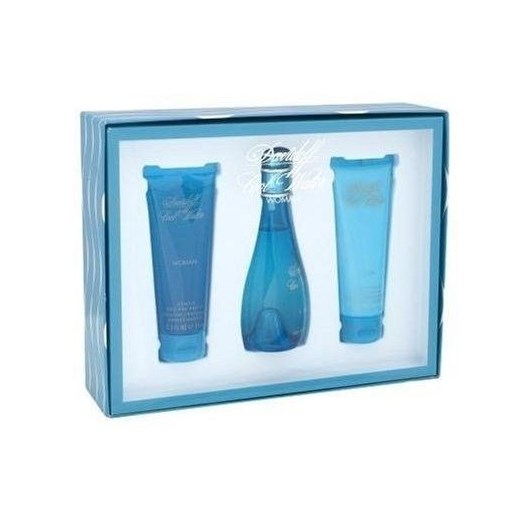 Davidoff Cool Water W Zestaw perfum Edt 100ml + 75ml Balsam + 75ml Żel pod prysznic e-glamour bialy ambra