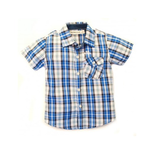Koszula w kratkę, krótki rękaw (niebieska) - US FREE STAR 4-14 petiten szary bawełniane