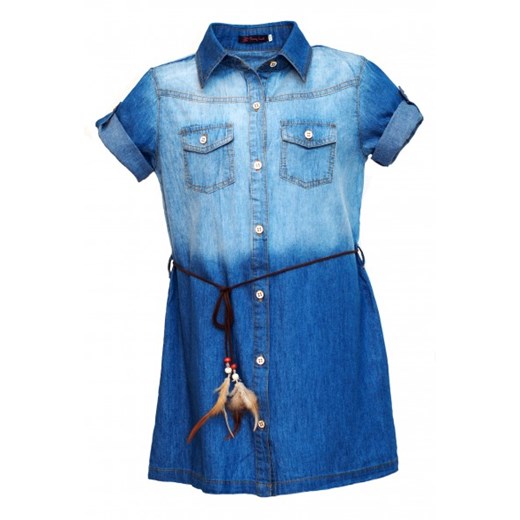 Sukienka jeansowa z kołnierzem (4-14) petiten niebieski bawełniane