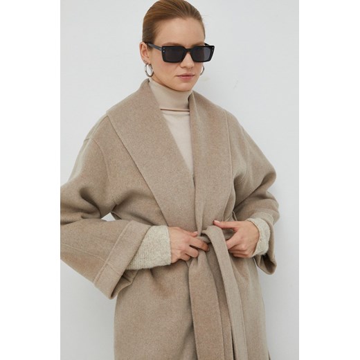 By Malene Birger płaszcz wełniany Trullem kolor beżowy przejściowy By Malene Birger 38 ANSWEAR.com