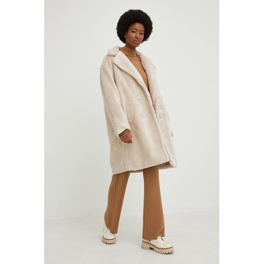 Answear Lab płaszcz damski kolor beżowy przejściowy oversize Answear Lab M ANSWEAR.com