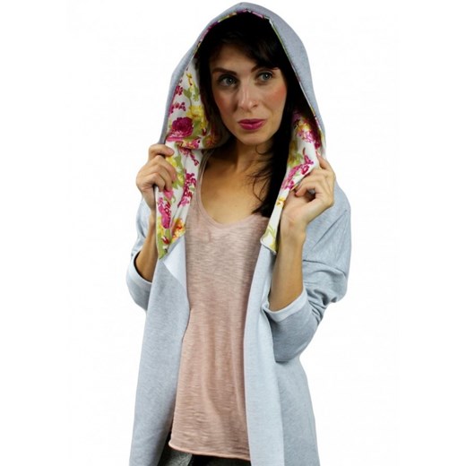 dresowa narzutka w kwiaty, bluza mybaze-com brazowy 