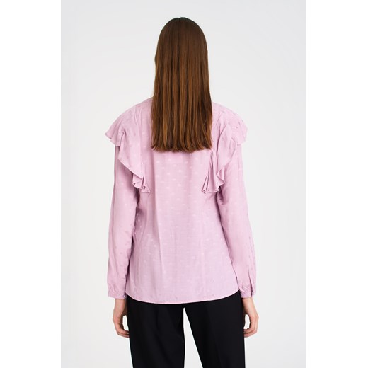 Jasnoróżowa, wiskozowa bluzka z falbanami Greenpoint 40 Greenpoint.pl