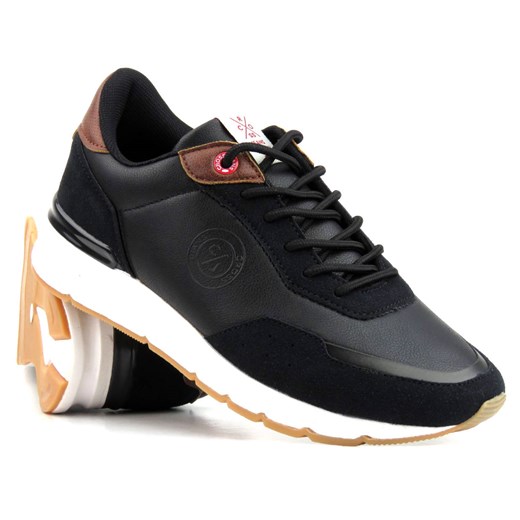 Sneakersy. buty sportowe męskie z Memory Foam - CROSS JEANS II1R4011C, czarne ze sklepu ulubioneobuwie w kategorii Buty sportowe męskie - zdjęcie 145834805