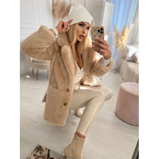Płaszcz futro beżowy Tendre H267 S/36 Charlotte Fashion