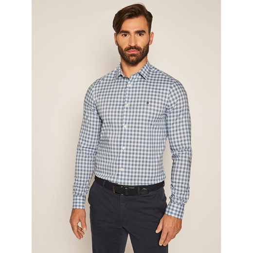 Tommy Hilfiger Koszula Flex Htooth Gingham MW0MW13939 Niebieski Slim Fit Tommy Hilfiger L promocyjna cena MODIVO