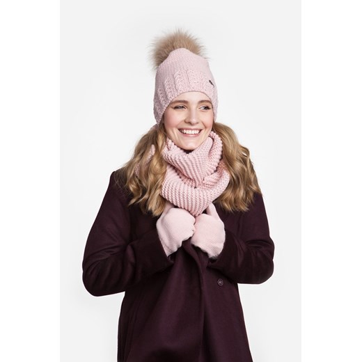 Modny, zimowy komplet damski - czapka z polarem, komin, rękawiczki Pamami Uniwersalny PaMaMi