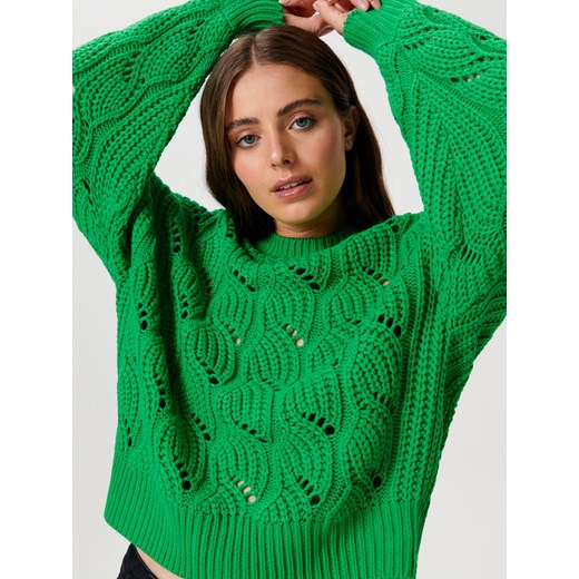 Sinsay - Sweter z ozdobnym splotem - Zielony Sinsay M Sinsay