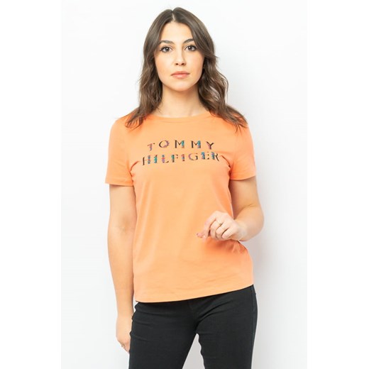t-shirt damski tommy hilfiger xw0xw02003 pomarańczowy ze sklepu Royal Shop w kategorii Bluzki damskie - zdjęcie 145935587