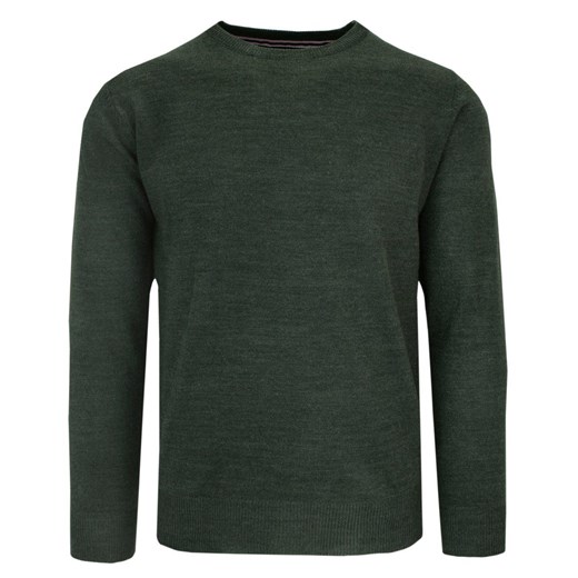 Sweter Zielony Melanżowy Khaki Okrągły Dekolt Męski Jednokolorowy -BRAVE SOUL SWBRSAW22PARSECkhakimix ze sklepu JegoSzafa.pl w kategorii Swetry męskie - zdjęcie 145964768